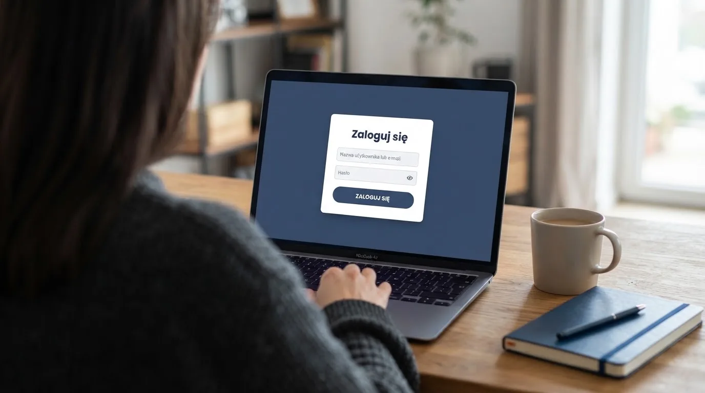 Strona logowania oficjalnej platformy Total Casino na ekranie laptopa, jedynego legalnego kasyna online w Polsce